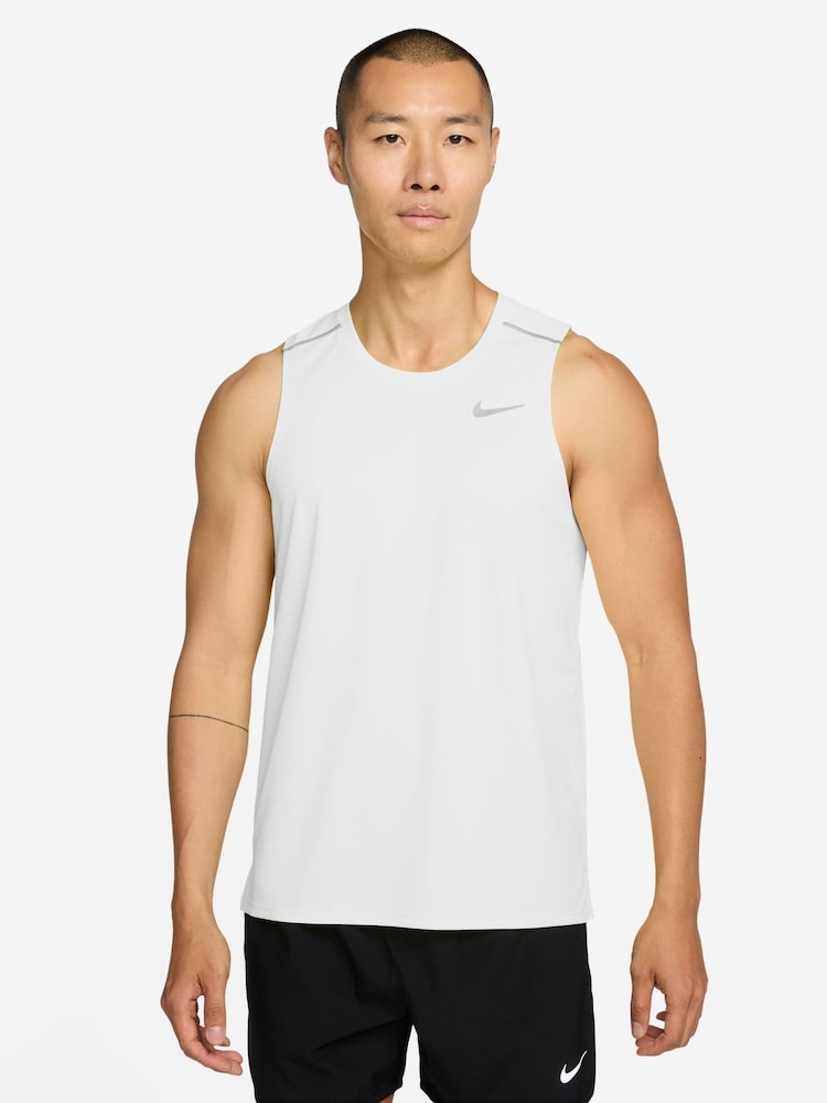 Nike White Miler Dri-FIT Running Vest - Image 1 of 3 Nike White Miler Dri-FIT Running Vest - Image 1 of 3