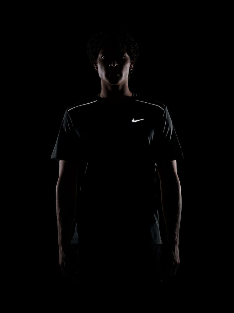 Nike Smoke Grey Miler Dri-FIT UV Running T-Shirt - Image 4 of 4 Nike Smoke Grey Miler Dri-FIT UV Running T-Shirt - Image 4 of 4