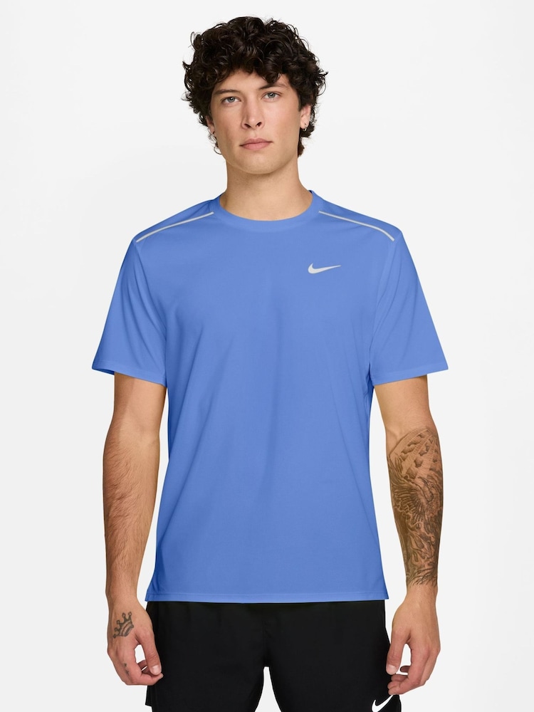 Nike Royal Pulse Blue Miler Dri-FIT UV Running T-Shirt - Image 1 of 3 Nike Royal Pulse Blue Miler Dri-FIT UV Running T-Shirt - Image 1 of 3