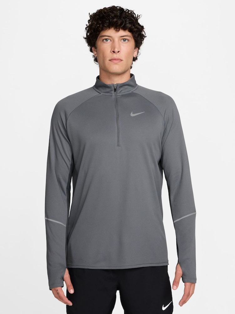 Nike Smoke Grey Miler Dri-FIT Half Zip Running Top - Image 1 of 3