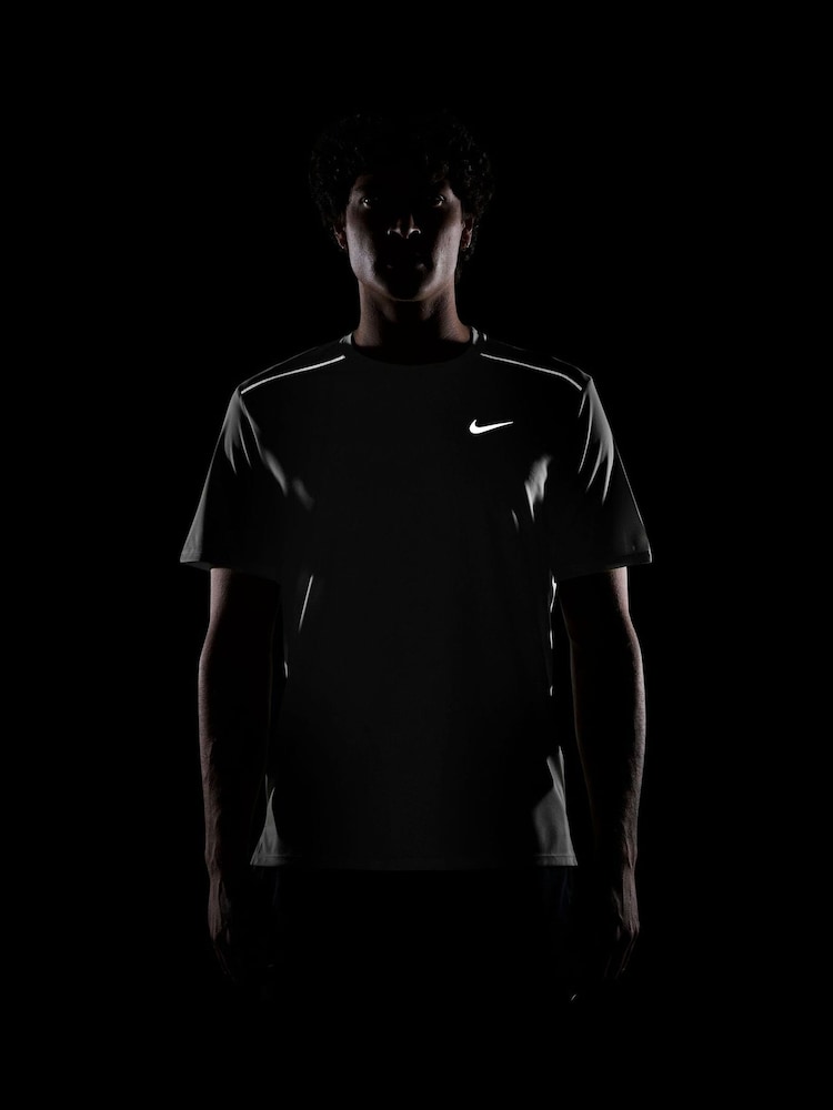 Nike White Miler Dri-FIT UV Running T-Shirt - Image 4 of 4 Nike White Miler Dri-FIT UV Running T-Shirt - Image 4 of 4