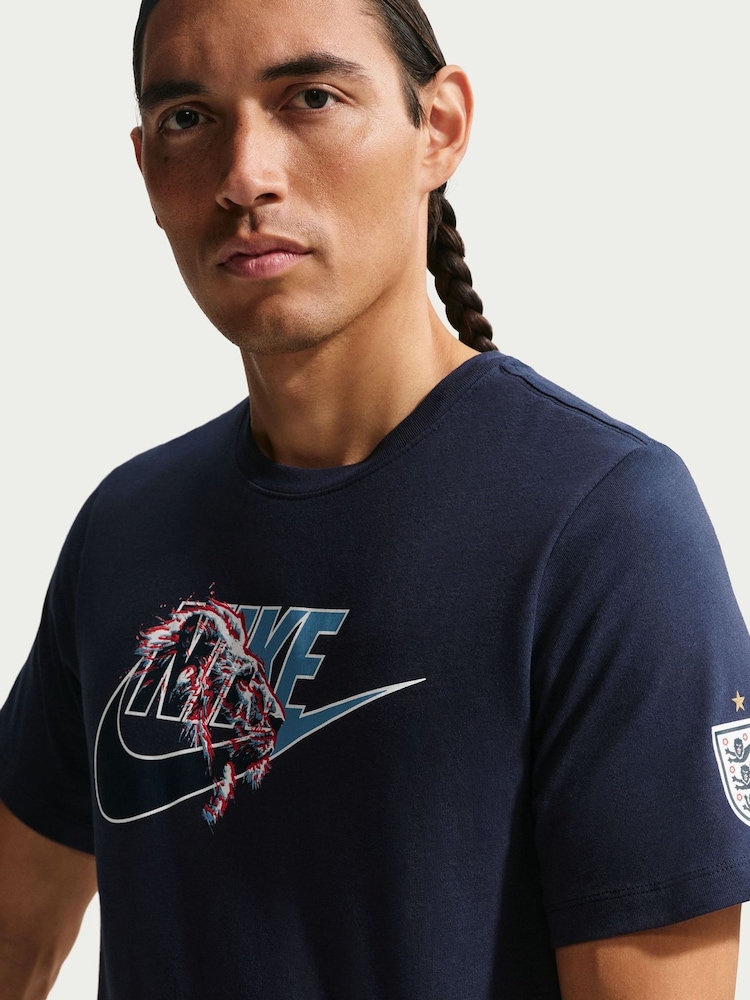 Nike Blue England Futura Logo Graphic T-Shirt - Image 5 of 5