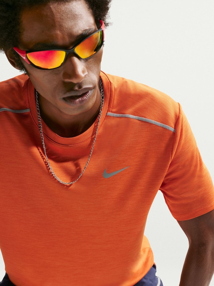 Nike Safety Orange Miler Dri-FIT UV Running T-Shirt - Image 5 of 5 Nike Safety Orange Miler Dri-FIT UV Running T-Shirt - Image 5 of 5