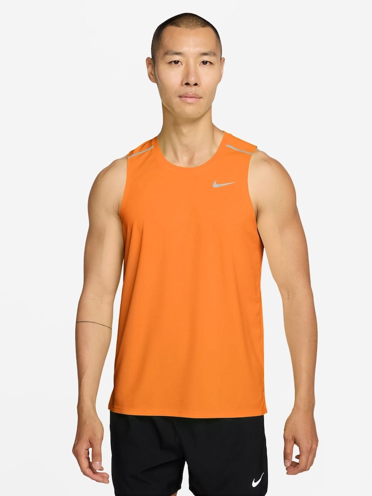 Nike Total Orange Miler Dri-FIT Running Vest - Image 1 of 3 Nike Total Orange Miler Dri-FIT Running Vest - Image 1 of 3