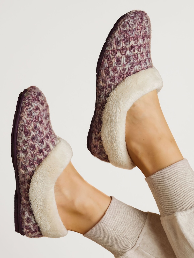 Jones Bootmaker Purple Faux-Fur-Lined Slippers - Image 1 of 5 Jones Bootmaker Purple Faux-Fur-Lined Slippers - Image 1 of 5