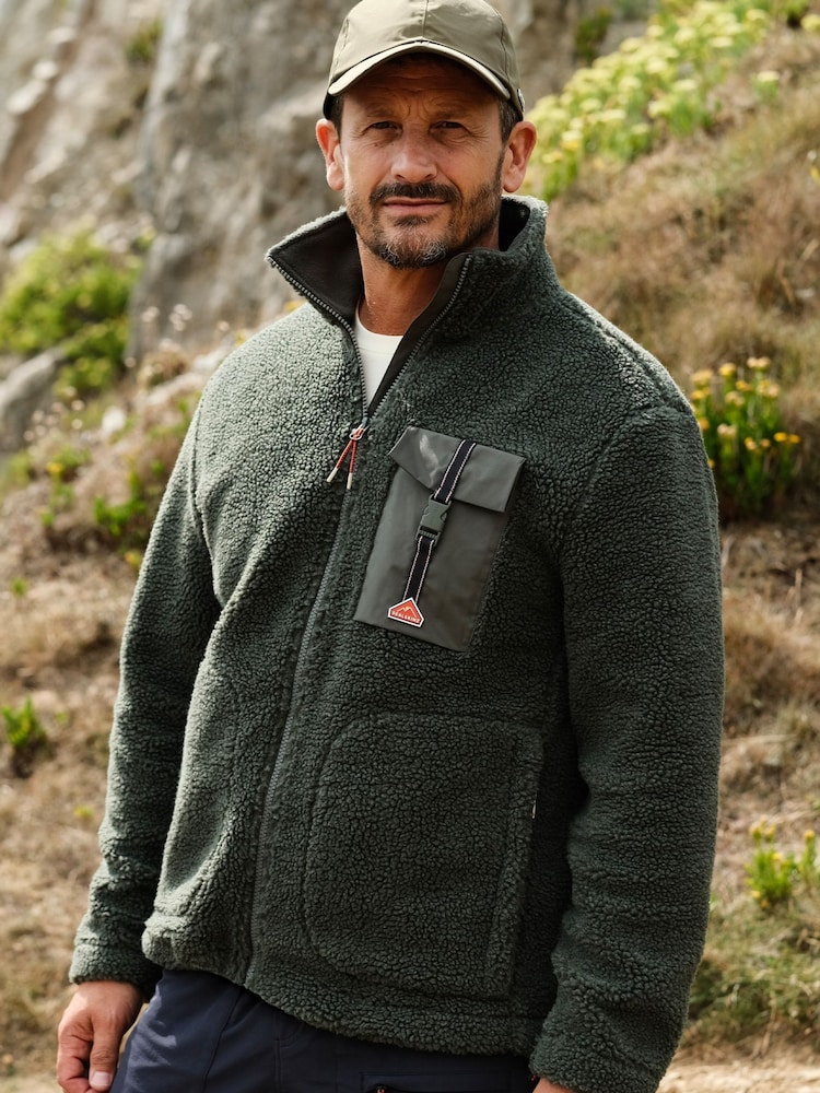 Verde - Sealskinz Horsham Mens Sherpa Zip Up Fleece - Imagem 1 de 6