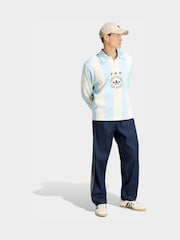 adidas Originals Blue/Ecru LS Striped Polo - Image 5 of 6