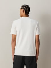 White Pointelle Knit Quarter Zip Neck Polo Shirt - Image 4 of 8