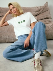 White Embellished Clover Short Sleeve T-Shirt - Image 2 of 4