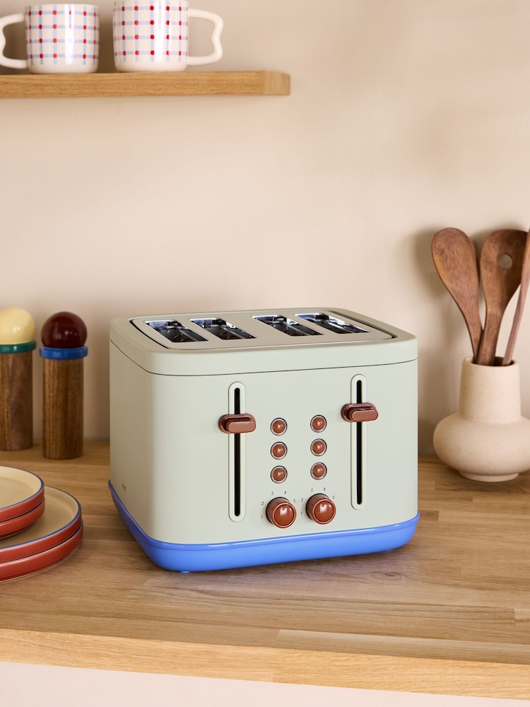 MADE.COM Green/ Blue Ilya 4 Slice Toaster - Image 1 of 4 MADE.COM Green/ Blue Ilya 4 Slice Toaster - Image 1 of 4