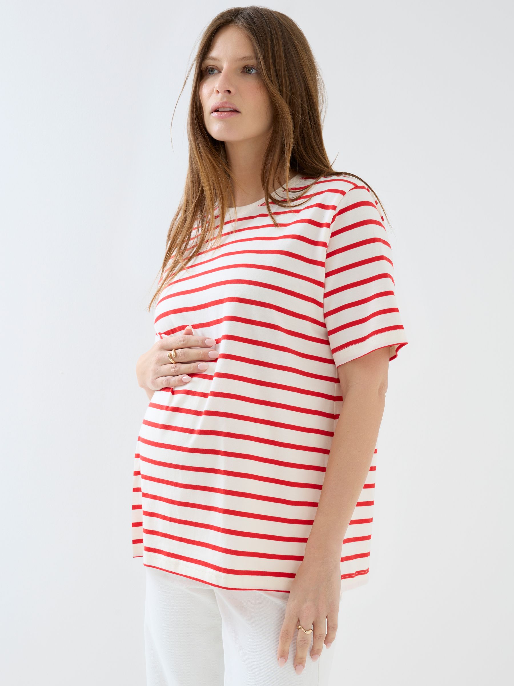 Buy JoJo Maman Bébé Red Striped Oversized Maternity T-Shirt from