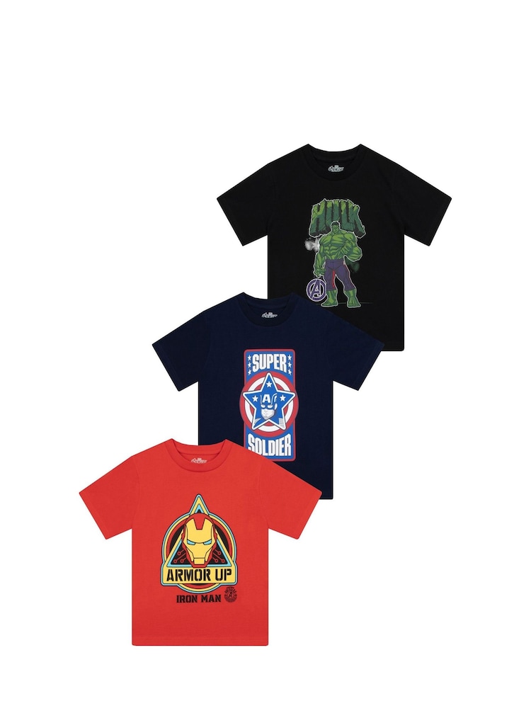 Character Red Marvel Avengers T-Shirts Hulk Iron Man Captain America 3 Pack - Image 1 of 6 Character Red Marvel Avengers T-Shirts Hulk Iron Man Captain America 3 Pack - Image 1 of 6