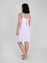 JoJo Maman Bébé Pink Ticking Stripe Maternity & Nursing Nightdress - Image 3 of 5