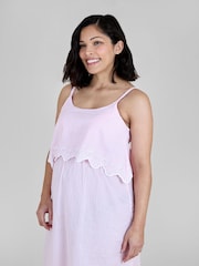 JoJo Maman Bébé Pink Ticking Stripe Maternity & Nursing Nightdress - Image 4 of 5