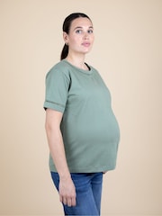 JoJo Maman Bébé Green Striped Oversized Maternity T-Shirt - Image 1 of 5