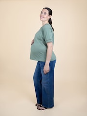 JoJo Maman Bébé Green Striped Oversized Maternity T-Shirt - Image 3 of 5
