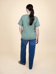 JoJo Maman Bébé Green Striped Oversized Maternity T-Shirt - Image 4 of 5