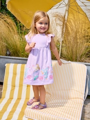 JoJo Maman Bébé Lilac Purple Mermaid Appliqué Frill Shoulder Dress - Image 2 of 4