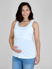 JoJo Maman Bébé White Ribbed Maternity & Nursing Vest - Image 1 of 5