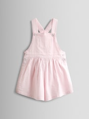 JoJo Maman Bébé Pink Stripe Seersucker Culotte Dungarees - Image 1 of 4