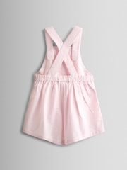 JoJo Maman Bébé Pink Stripe Seersucker Culotte Dungarees - Image 2 of 4