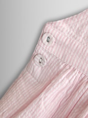 JoJo Maman Bébé Pink Stripe Seersucker Culotte Dungarees - Image 4 of 4