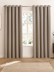 Furn Mocha Verso Reversible 100% Blackout Eyelet Curtains - Image 3 of 6