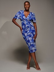 Jolie Moi Blue Angel Sleeve Mesh Bodycon Dress - Image 6 of 6