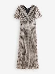 Jolie Moi Black Chiffon Ruflle Sleeve Pleated Maxi Dress - Image 7 of 7