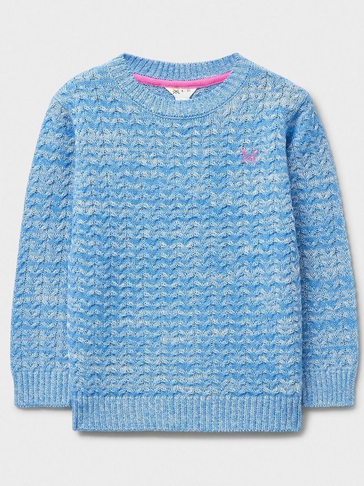 Crew Clothing Blue Twist Yarn Cable Knit Jumper - Image 1 of 3