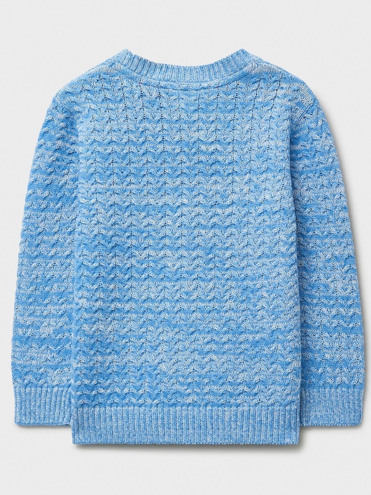 Crew Clothing Blue Twist Yarn Cable Knit Jumper - Image 2 of 3