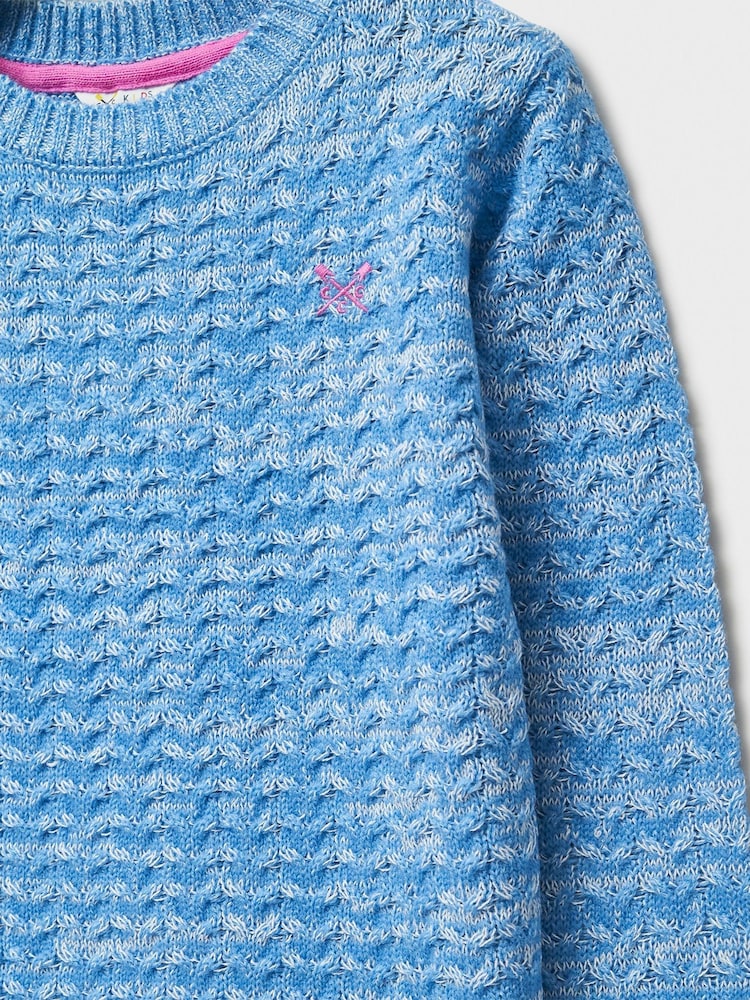 Crew Clothing Blue Twist Yarn Cable Knit Jumper - Image 3 of 3