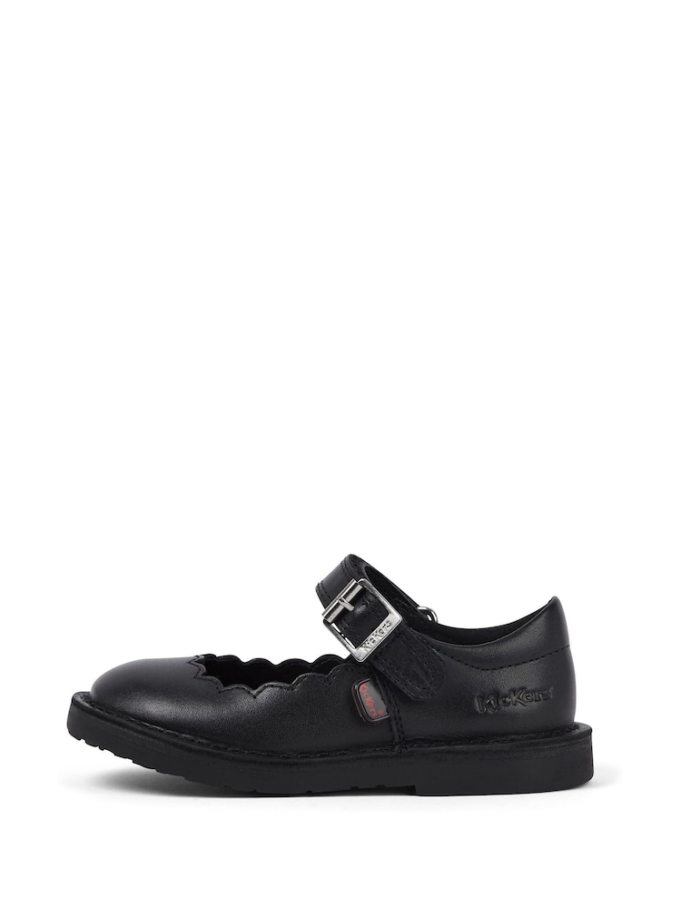 Kickers Black Infant Girls  Adlar MJ Scallop Leather Shoes - Image 2 of 6