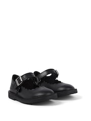 Kickers Black Infant Girls  Adlar MJ Scallop Leather Shoes - Image 3 of 6