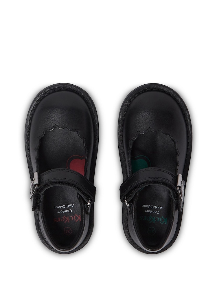 Kickers Black Infant Girls  Adlar MJ Scallop Leather Shoes - Image 6 of 6