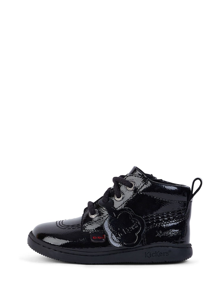 Kickers Black Infant Unisex Play Flex Hi Patent Leather Shoes - Image 2 of 6
