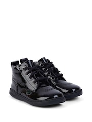 Kickers Black Infant Unisex Play Flex Hi Patent Leather Shoes - Image 3 of 6