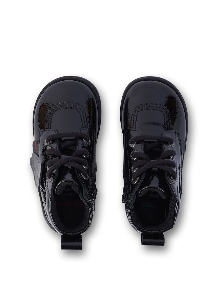 Kickers Black Infant Unisex Play Flex Hi Patent Leather Shoes - Image 6 of 6 Kickers Black Infant Unisex Play Flex Hi Patent Leather Shoes - Image 6 of 6