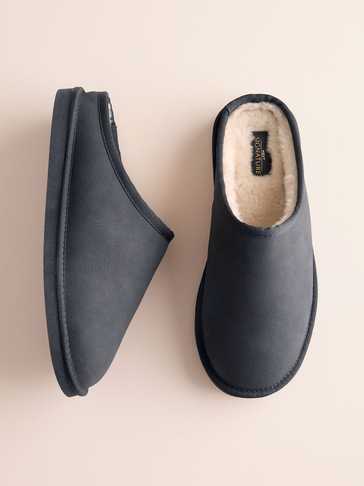 ネイビー - Signature コーティングレザー ミュール スリッパ - 画像 2 / 6