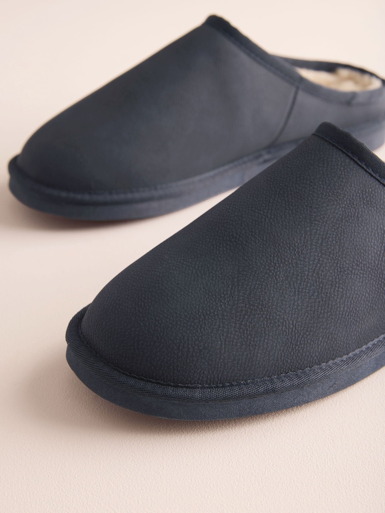 ネイビー - Signature コーティングレザー ミュール スリッパ - 画像 6 / 6