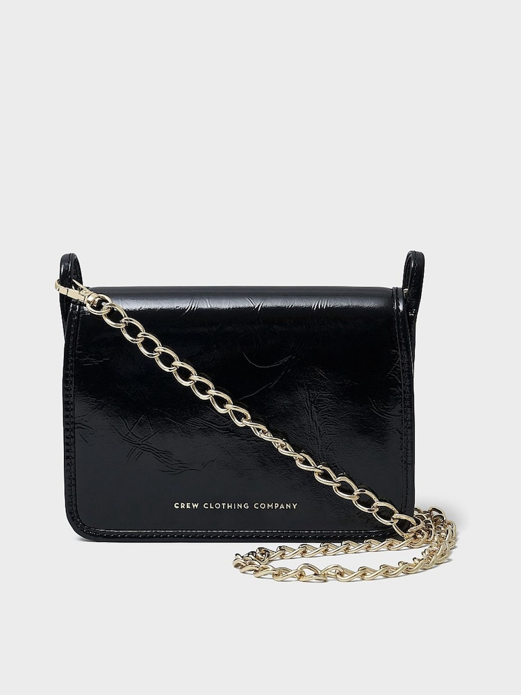Crew Clothing Black Leather Chain Bag - Image 1 of 2 Crew Clothing Black Leather Chain Bag - Image 1 of 2
