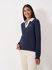 Crew Clothing Company Blue Rosa Knitted Rugby Jumper - Image 1 of 5