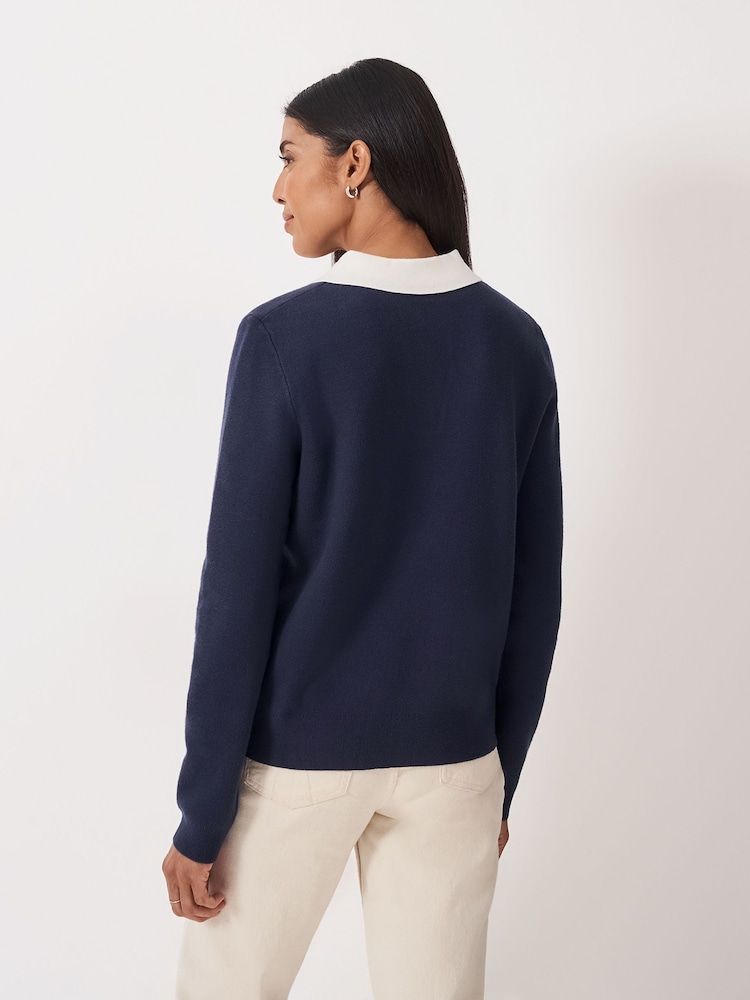 Crew Clothing Company Blue Rosa Knitted Rugby Jumper - Image 2 of 5
