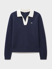 Crew Clothing Company Blue Rosa Knitted Rugby Jumper - Image 5 of 5