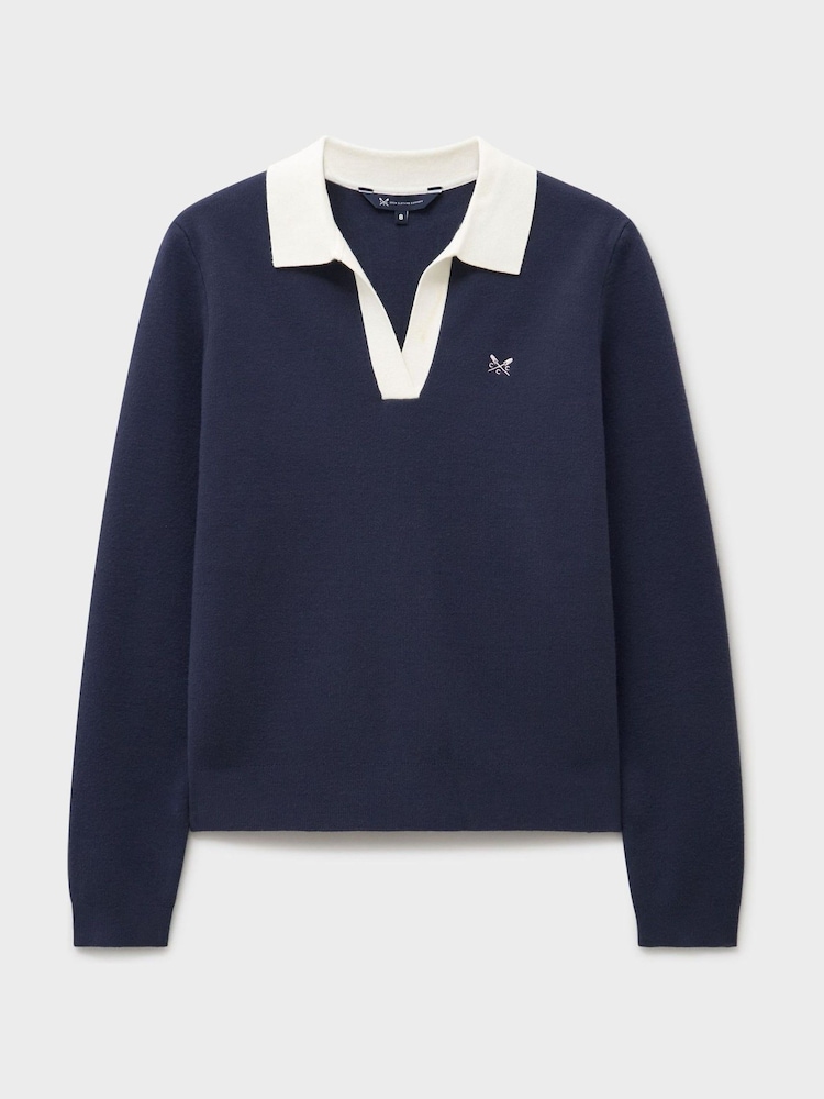 Crew Clothing Company Blue Rosa Knitted Rugby Jumper - Image 5 of 5
