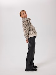 Name It Grey Faux Fur Leopard Zip Through Jacket - Image 2 of 4