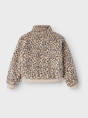 Name It Grey Faux Fur Leopard Zip Through Jacket - Image 4 of 4