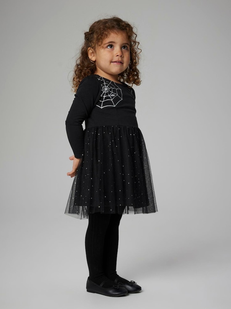 Name It Black Spider Web Tulle Halloween Dress - Image 1 of 3 Name It Black Spider Web Tulle Halloween Dress - Image 1 of 3