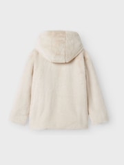 Name It Grey Faux Fur Hooded Zip Through Jacket - Image 2 of 2