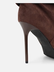 Simmi London Brown Cotton Ruched Heeled Boots - Image 3 of 4